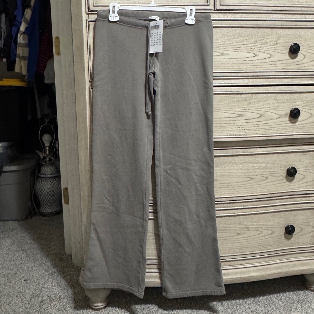 John Galt Brandy Melville Grey Wide Leg Drawstring Sweatpants NWT